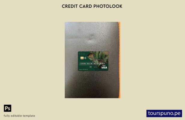 listo para imprimir plantilla frontal de aspecto fotográfico de tarjeta visa d 7